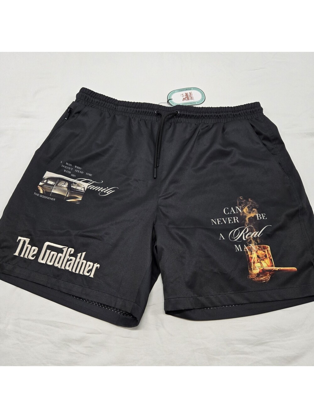 NWT Size XL The Godfather Paramount Shoe Palace Black Shorts Embroidered Logo